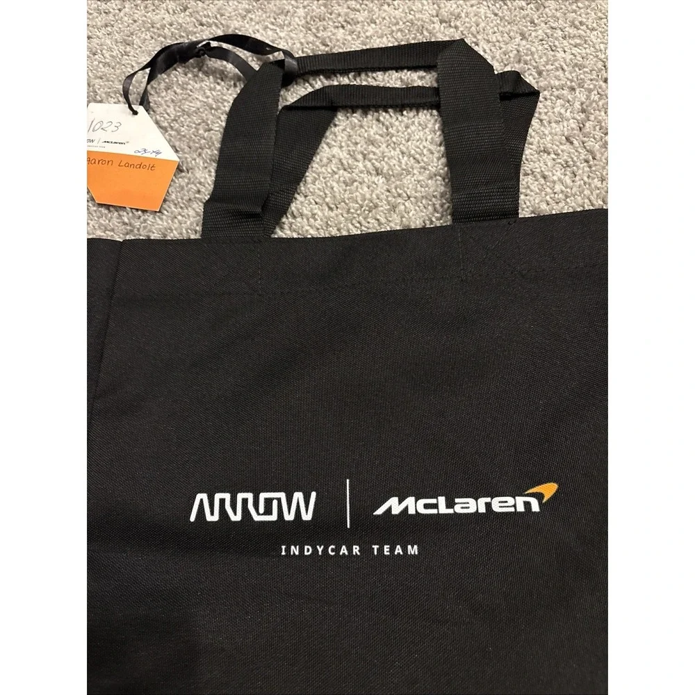 NEW OFFICIAL MCLAREN Indy Car TEAM ISSUE Black Tote Bag With Tags Rare